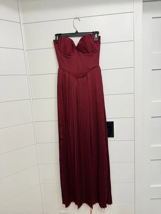 New! House of CB Cabernet Marcella Strapless Pleated Maxi Dress XS 36302 - Picture 7 of 16